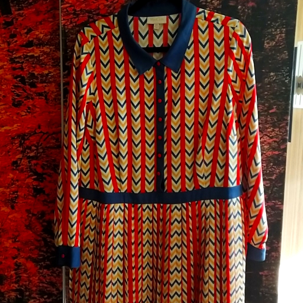 Modcloth 2x Chevron pleated shirt dress